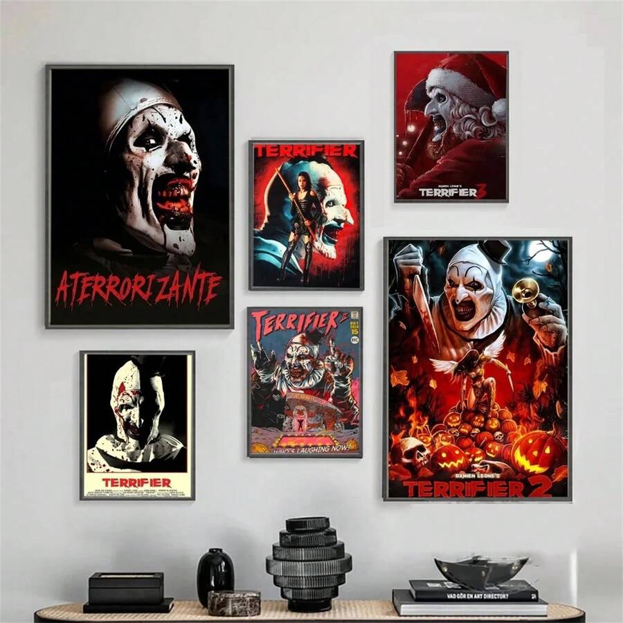 1PC Classic Movie Art The Clown Poster Sticker Coffee House Bar Home Decor Figures Home Decoration Painting Wall Art Bedroom Cartoons Decor Wallpaper Wall Bedroom Decoration - Frameless - Multicolor - View 1