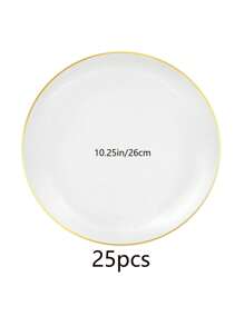 25 pièces Assiette de gâteau blanc, service de couverts de mariage de haute qualité, réutilisable et facile à nettoyer. Parfait pour la décoration de mariage, la décoration de fête, les anniversaires, les réunions de famille, les activités en plein air, l'école, la décoration de salle à manger et de cuisine pour les dîners de groupe