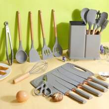 Kit 19 Peças Jogo de Utensílios de Cozinhaa em Silicone Completo Antiaderente e Resistente