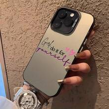 [Funda de Teléfono Plateada] Hermosa funda de teléfono con citas inspiradoras para 16, 11, 15, 14, 13 y 12 Pro Plus.El regalo perfecto de cumpleaños o Navidad para mujeres, adolescentes o hijas. - Negro - Ver 3