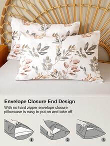 3pcs Leaf Pattern Duvet Cover Set (1 Duvet Cover And 2 Pillow Shams), Soft And Skin-Friendly, Suitable For All Seasons - Multicolor - View 7
