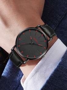 3PCS Black Business Men's Watch Set Fashion Versatile Simple Quartz Watch Bracelet Necklace Set Suitable For Daily Clothing Matching With Holiday Gifts