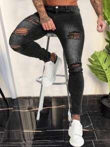 Men's Pocket Distressed Skinny Casual Fashionable Jeans