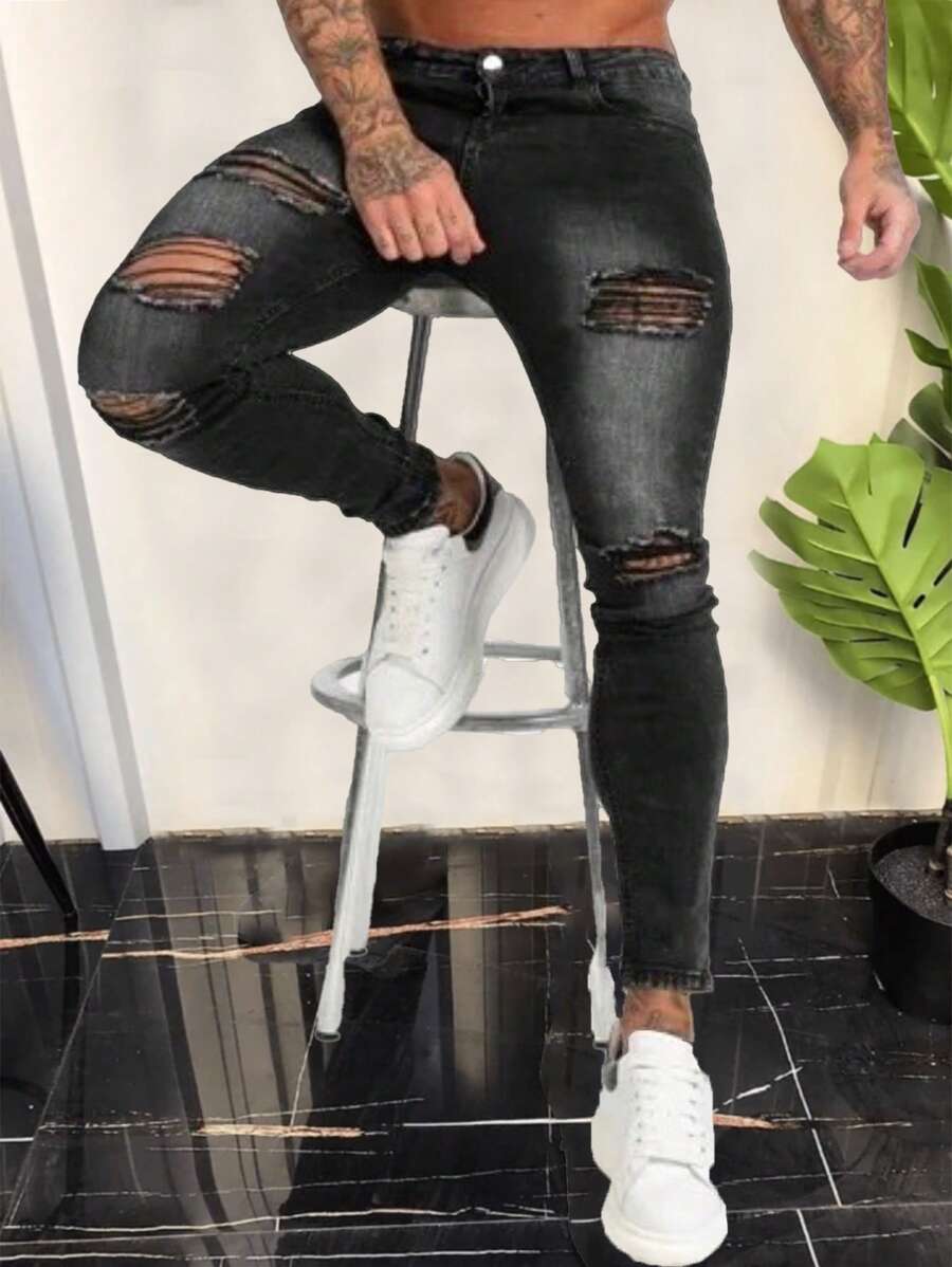 Men's Pocket Distressed Skinny Casual Fashionable Jeans
