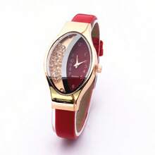 1pc Fashion Half-Lined Crystal Pave Rolling Ball Quartz Watch For Women