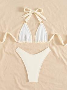 Women's Sexy Red Micro Bikini Set - Yellow - View 5