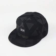 1PC DOPE Fabric Triangle Block Print Street Dance Hip-Hop Hat  Flat Edge Baseball Hat Men's And Women's  Blingbling  Letter  Casual - 黑色 - 查看 2