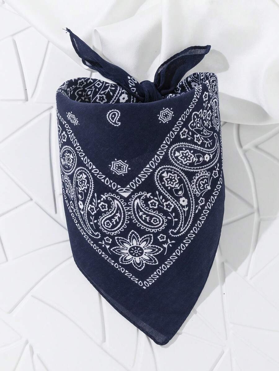 1件休闲时尚百搭腰果花图案方巾领巾