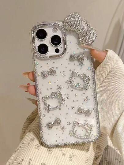  [Capa protetora Sanrio Star] Capa protetora oficial Sanrio antiqueda galvanizada com cola anti-gotejamento e design de estrela em tela cheia para Apple, à prova d'água, à prova de choque e resistente a arranhões