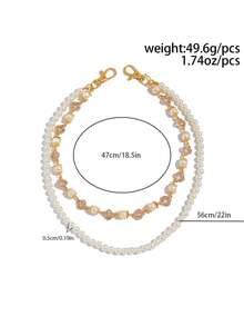 1 套经典男士钻石四叶草和珍珠裤链，多层个性化时尚男士配饰