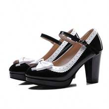 New Party High Heels With Waterproof Platform, Japanese Style High Heels, Lolita Princess Shoes, Sweet And Cute Bow Shoes, Temperament Work Shoes, Dance Studio Specific Non-Sprained High Heels, Waterproof Platform, Comfortable And Fashionable Single Shoes, British And French Carved Color Single Shoes. - 黑色 - 查看 3