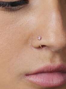1 Stück Nasenring aus Edelstahl in C-Form mit glänzendem quadratischem CZ, Nasenpiercingschmuck, silberfarbener Nasenring, Nasenspange, Nasenringpiercing, Hipp Hop Mode Punk Körperschmuck für Frauen und Mädchen, Frauengeschenke, geeignet für Tanz, Party, Reisen, tägliche Freizeitkleidung