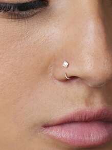 1 Stück Nasenring aus Edelstahl in C-Form mit glänzendem quadratischem CZ, Nasenpiercingschmuck, silberfarbener Nasenring, Nasenspange, Nasenringpiercing, Hipp Hop Mode Punk Körperschmuck für Frauen und Mädchen, Frauengeschenke, geeignet für Tanz, Party, Reisen, tägliche Freizeitkleidung