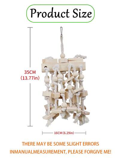 1pc Pet Chew Toy, Natural Wooden Block Toy For Large To Medium Parrots Like Cockatoos, Macaws, Puzzles & Foraging Bird Cage Accessories