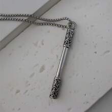 1pc Stainless Steel Necklace With Vintage Monkey King Staff Pendant, Streetwear Jewelry For Men