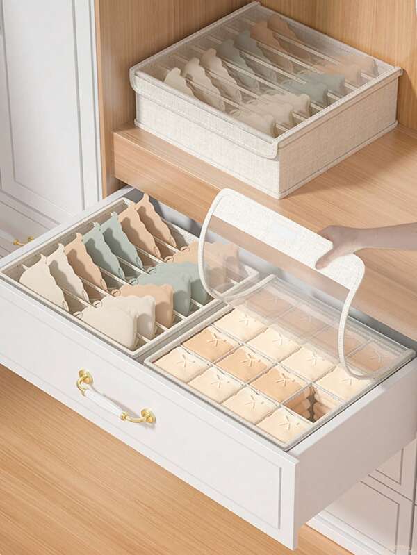 1pc,Sock Storage Boxes, Underwear, Underpants, Bras, Home Boxes, Dormitory Drawer-Style Fabric Compartments, Wardrobe Organization