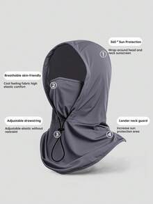 1pc Chapéu de proteção solar unissex, chapéu balaclava respirável com gelo, chapéu esportivo ao ar livre para o verão, máscara facial completa para ciclismo, ajustável e confortável, adequado para ciclismo e motocicleta