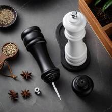 1 pieza/2 piezas/3 piezas Molino de pimienta y salero de madera manual estilo Teppanyaki con soporte