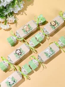 6 pièces Boîte-cadeau thème Licorne/Papillon rose violet/Jungle, boîte à bonbons en forme d'oreiller, décorations d'anniversaire, boîte de faveur de fête, boîte d'emballage-cadeau, boîte à gâteaux, boîte de biscuits au chocolat, thème véhicule d'ingénierie/petit éléphant/sirène, fournitures de fête de mariage, cadeaux de baby shower, cadeaux pour invités, emballage cadeau