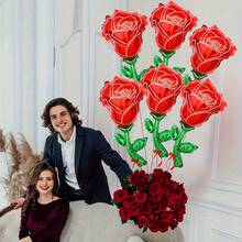 6szt. czerwonych balonów foliowych z różami, odpowiednich na Walentynki, wesele, zaręczyny, urodziny, rocznicę, dzień matki, dzień ojca, przyjęcie z okazji ukończenia szkoły