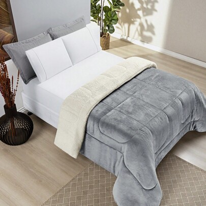 Coberdrom Casal Queen Manta Flannel Edredom Pele de Carneiro Cobertor Sherpa Macio