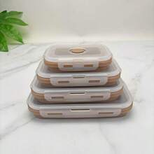 1 Set/2 Sets/3 Sets/4 Sets Silicone Folding Lunch Box Food Storage Container, European Simple Design, Portable, Freezer & Microwave Friendly, Suitable For Holiday Gatherings, Camping, Celebrations,Back To School - Multicolor - View 20