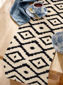 1pc Black & White Geometric Lines Linen Tablecloth/Table Runner, Suitable For Home Dining Room, Indoor Decor, Rectangle Table, Kitchen Cabinet, TV Stand. Romantic Wedding, Outdoor Party, Holiday Party Tabletop Decor, Heat Resistant & Washable