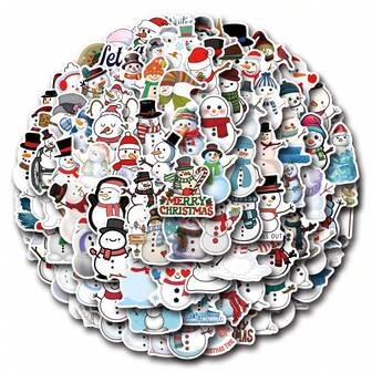 110 piezas de pegatinas de muñeco de nieve, pegatinas de vinilo estéticas para scrapbooking, diario, parachoques, monopatín, botella de agua, dibujos animados, casco duro, pegatinas y calcomanías de coche