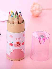 12 pezzi Piccola matita da disegno e colorare a 12 colori, set di piccole matite colorate a tema orsetti, colori casuali, adatto per il ritorno a scuola