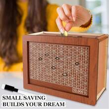 1pc $2000- $10000 Money Box With Counter Wooden Crafts Ornament Wooden Savings Bank Can Change Can(Sending Jihaobi) - màu nâu - Xem 5