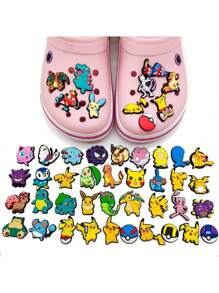 pokemon 11/20/27 Pcs Pokemon Patches Set - Fun DIY Shoe Decors, Unique Multicolored Pikachu Hole Shoe Decorations For Personalized Footwear; Ideal Gift For Pokemon Fans, Party-Goers And Collectors. PVC Soft Gel Cartoon Character 3D Decorations For Phone Cases, Water Bottles, Cute Anime Decors, Birthday Gift For Girlfriend (No Adhesive On Back)
