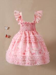 Tween Girls Elegant Cap Sleeve Mesh Chiffon Cable Knit Dress
