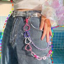 Fashionable Everything Hip Hop Pants Dual-Layer Resin Chain Hipster Network Red Pants Rainbow Candy Color Gradient Punk Style Detachable Chain Summer, School Fall, Autumn, Halloween