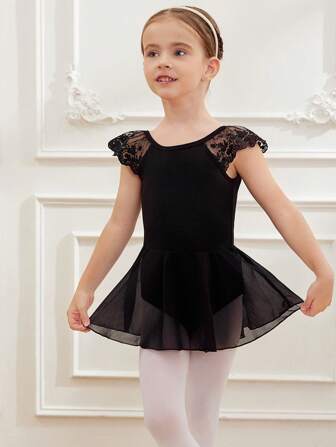 Tween Girls' Soft & Comfortable Short Sleeve Dance Leotard For Practice & Exams