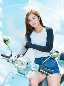 1/2pcs Women's Shirt With Long Vacation Layered Top, Swept Down Shirt, Underskirt, Hoodie, With A Small Fart Curtain Inside, Shawl, Sun Protection Sleeves, Women's Sun Protection, Cool, Shrugged Shoulders