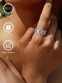 1 pieza Anillo de plata de ley S925 con diseño de nudo celta en forma de corazón, que simboliza el amor eterno, apto para uso diario, Día de San Valentín, Día de la Madre, festival de música, regalo de cumpleaños, viene con caja de regalo