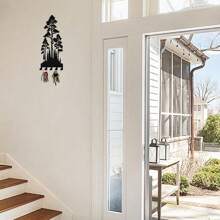 Black Metal Key Holder Rack, Suitable For Wall Mount, Coconut Tree Key Hooks With 5 Hooks, Tropical Style Key Rack For Front Door, Hallway, Entrance, Office Wall Decor