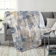 1pc Modern Blue & White Printed Throw Blanket - Soft Polyester, Comfortable For All Seasons, Suitable For Sofa, Bedroom, Office, Travel - Available In Multiple Sizes, Essential Home Decor Item With Knitted Texture