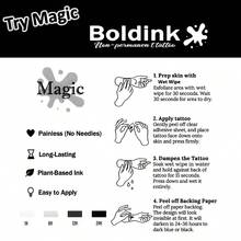 Boldink Non-Permanent Tattoo Technology, Creative Heart, Bird Temporary Tattoos, Waterproof & Long-Lasting, Up To 1-2 Weeks, Realistic Temporary Tattoo Stickers For A Fun Tattooing Experience - Black - View 6
