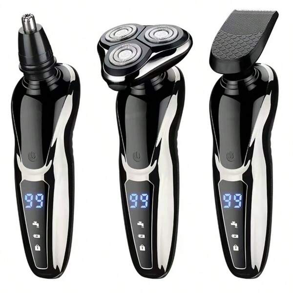 3-in-1 Multi-Funktions Haarschneider für den ganzen Körper, waschbar, Nase-Haar-Trimmer mit LCD-Display und Elektrorasierer