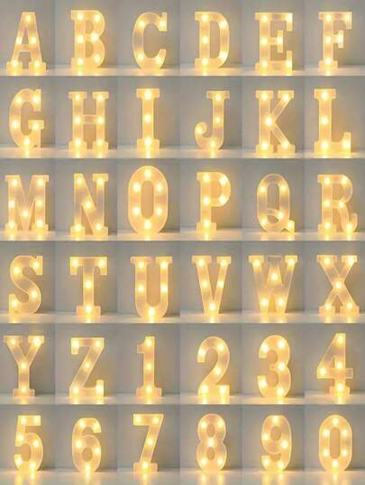 1 st varm och glädjefylld LED-dekorationslampa med 26 engelska alfabet och siffror, 6,3 tum/16 cm, hängande krok och fristående för sovrumsinredning med varmvit belysning, 0-9 siffror och symboler och former, hjärta och kärlek, heminredning, lämplig för alla hjärtans dag, kinesiskt nyår, bröllopsdekoration, fest och kontor