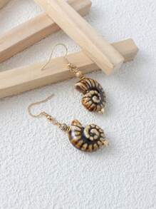 Handmade Stone Beads, Stainless Steel Fish Hook, Ocean Series Earrings, Ceramic Seashell Earrings For Women