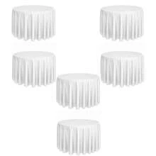 Mantel redondo de poliéster de 305 cm (120 pulgadas) de aprox., 6/12 unidades, antimanchas y antiarrugas, para cocina, cenas, bodas, rectangular, decoración propia (negro y blanco) - Blanco - Ver 14