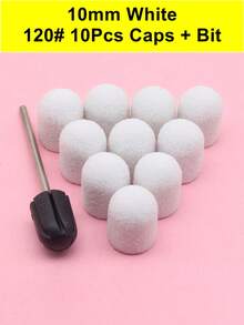 Easy Nail 10个指甲打磨帽，带10毫米钻头，适用于足部锉刀、去茧器、美甲修脚抛光，#80 #120 #180 粉色紫色