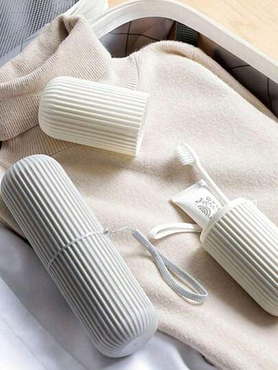 4pcs/Set Toothbrush Travel Case, Portable Toothbrush Cup Holder, Plastic Travel Toothbrush Box, Multifunctional For Travel, Can Hold Toothbrush & Toothpaste, Can Also Be Used As Toothbrush Cup Home Bathroom Decor