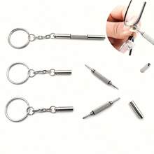 3-In-1 Stainless Steel Screwdriver Repair Tool Kit With Keychain Design - Mini Portable Set For Glasses, Watches, Mobile Phones, And Jewelry (Flat + Phillips + Hexagonal Head) - Precision Magnetic Driver'S Kit - Multicolor - View 12