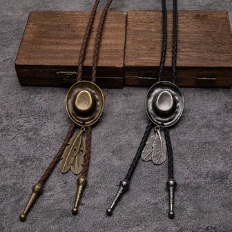 1 件西式牛仔波洛领带，时尚长项链配饰