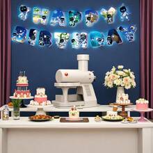 1 set decorațiuni de fundal cu robot spațial La mulți ani, accesorii pentru petrecere de ziua de naștere