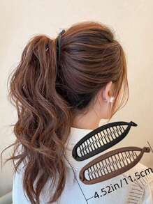 2pcs/Set Simple Matte Solid Color Fish Scale Hair Clips, Elegant Vertical Ponytail Banana Hair Clips, Casual PP(Polypropylene) Ponytail Clips For Daily Commute, Gentle On Hair Claw Clips Hair Claws Hair Barrettes