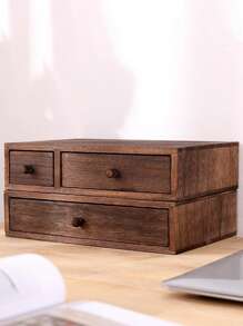 1 Stück Retro Holz Schreibtisch Schublade Aufbewahrungsbox, Vintage Stil Büroorganizer mit Schublade, rustikaler Schreibtisch Aufbewahrungsschrank